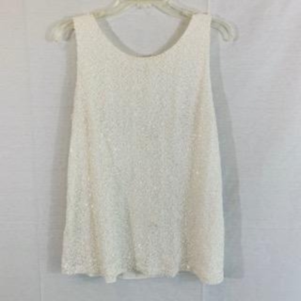 Ann Taylor Loft Cream Sequined Tank